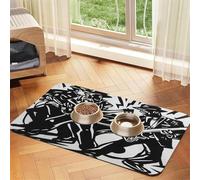 Play Jazz Music Pet Food Mat 17.2x11.81in Absorbent Non-Slip PU Leather Feeding Mat for Dogs Cats Rubber Bottom Fast Drying Rollable Pet Bowl Placemat