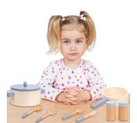Play Kitchen Accessories - 10 Piece Wooden Fantasy Cooker Set, Educational Toy, Interactive Lighting Doors | Modern Design Stylish Kids Play Set for Toddlers Girls Gift Chef Ser