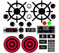 Play Kitchen Decals Stove Cooker Microwave Oven Stickers Vinyl Toy Stove Sticker DIY Replacement Kitchen Stickers Toy Gas Burner Sticker Waterproof Kids Toddler Playroom Decals