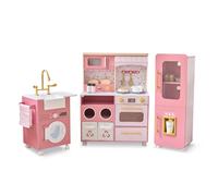 Play Kitchen Wooden 3 Piece Modular Little Chef Savannah Pink Teamson Kids