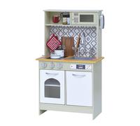 Teamson Kids Little Chef Boston Modern Play Kitchen, Olive Green | Interactive Features & 9 Play Cooking Accessories