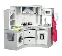 Play Kitchen Wooden Kids Set Running Water Apron Chef Hat Pretend Grey