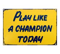 Play Like A Champion Today Sign - Play Sign Inspirational Classic Metal For Bar Restaurant Cafe Men Cave Pub Bar Home Wall Decor(8x12 Inch)