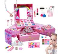 Play Makeup Kit, Makeup Kit, Makeup Toy for Little Girl, Princess Design Large Storage Box Cosmetic Kits, Pretend Play Toys for All