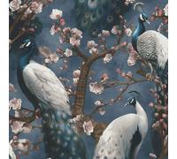 Play Of Light Peacock Vinyl Textured Wallpaper Erismann Navy One Size