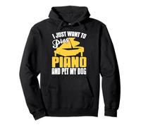 Play Piano and Pet My Dog Music Pet Lover Fun Pullover Hoodie