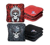 Play Platoon ACO Tournament Series Pro Cornhole Bags Set of 8 Regulation Professional Corn Hole Bean Bags - Competition Weight - Dual Slick and Stick - 4 Red & 4 Black Chief &Outlaw