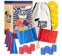 Play Platoon Capture The Flag, The Traditional Original 20 Player Set with Real Wood Handle Flags - Outdoor Yard Game for Family, Kids and Teens - Cool for Boy Birthday Gifts, Family Reunions, & Field
