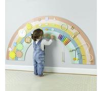 Play Platoon - Kids Sensory Wall Panel, Activity Table for Toddlers 1 to 3, Sensory Board, 162 x 81 cm, Neutral Wooden Rainbow with 11 Activities for Living Room