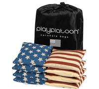 Play Platoon Weather Resistant Cornhole Bags Set of 8 - American Flag Corn Hole Bags (Stars & Stripes) - Outdoor Toss -Regulation Size & Weight