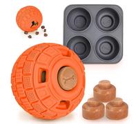 Play Plus Frozen Treat Dispensing Dog Toy - Interactive Dog Toys to Keep Your Pup Busy and Distracted - Freezable Fillable Rubber, Reduces Anxiety, Easy to Clean, Perfect for Seniors (Orange)