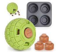 Play Plus Frozen Treat Dispensing Dog Toy - Interactive Dog Toys to Keep Your Pup Busy and Distracted - Freezable Fillable Rubber, Reduces Anxiety, Easy to Clean, Perfect for Seniors (Green)