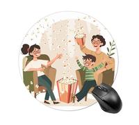 Play Popcorn Together Round Mouse Pad Funny Mousepad with Non-Slip Rubber Base Waterproof Office Mouse Pad Premium Textured for Laptop Computer