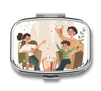 Play Popcorn Together Travel Pill Organizer - Daily Pill Box to Hold Vitamins, Portable Pill Case Cod Liver Oil Storage Box with 2 Compartment for Pocket Purse