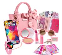 Play Purse for Little Girls and Toddlers with Pretend Play Accessories: Toy Phone, Wallet, Credit Cards, Keys, Makeup for Role Playing Ages 3 4 5 6 7 8 Years and Up (GBP Version)