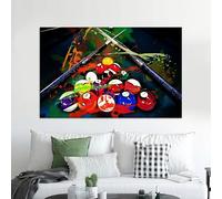 Play Room Living Room Decor Artwork, Colorful Oil Painting on Canvas Posters and Prints Billiards Modern Wall Pictures 80x120cm framework
