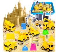 Play Sand, Sensory Bin Toys Set Box Construction Toy for Boys 3 4 5 6+ Year Old Birthday Gift, Montessori Toys Art Kits Construction Sensory Magic Play Sand for Kids