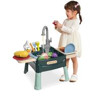 Play Sink with Running Water for Kids 3+, 23PCS/Set Safe Plastic Toy Sink with Fruit Vegetable Cutting and Working Tap, Reusable Water Play Toys for Boys Girls, Kids Kitchen