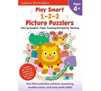 Play Smart 1-2-3 Picture Puzzlers Age 4+: Pre-K Activity Workbook with Stickers for Toddlers Ages 4, 5, 6: Learn Using Favorite Themes: Tracing, Mazes, Counting (Full Color Pages)