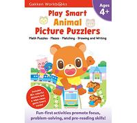 Play Smart Animal Picture Puzzlers Age 4+: Pre-K Activity Workbook with Stickers for Toddlers Ages 4, 5, 6: Learn Using Favorite Themes: Tracing, Mazes, Matching Games (Full Color Pages)