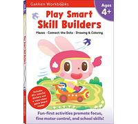Play Smart Skill Builders Age 4+: Pre-K Activity Workbook with Stickers for Toddlers Ages 4, 5, 6: Build Focus and Pen-control Skills: Tracing, Mazes, Counting(Full Color Pages)