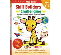 Play Smart Skill Builders: Challenging - Age 2-3: Pre-K Activity Workbook: Learn Essential First Skills: Tracing, Maze, Shapes, Numbers, Letters: 90+ Stickers: Wipe-Clean Activity-Board