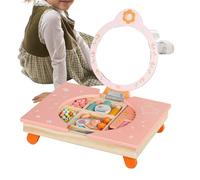 Play Table, Wooden Vanity Set, Girls Dressing Desk, Includes Toy Cosmetics, Role Play Skill Growth, Activity Product, Small Size For Home Apartment Indoor Spaces Birthday Surprise