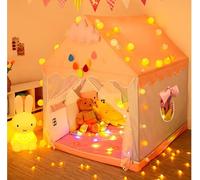 Play Tent for Children with Star Lights, Girls' Princess Castle Tent, Indoor Children's Play Tent with Ball Lights and Cloud Ornaments, Children's Play Tent, 120 x 110 x 130 cm