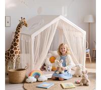 Play Tent for Kids, Breathable Playhouse Age 3+ for Toddler, Large Kids House Tent Indoor & Outdoor, Castle Tent for Girls Decorated Sequin Sparkle Stars, Boho Decor