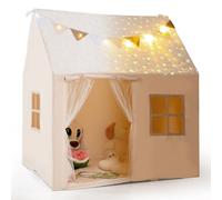 Play Tent Large Toddler Playhouse With Glow in the Dark Stars-Beige Gymax Beige One Size