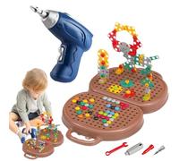 Play Toolbox,Creativity Tool Box With Electric Drill | 2D/ Pretend Play Kids Construction Kits, Toy Toolbox Bear-Themed, Kids Tool for Boys Girls Ages 3-12