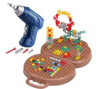 Play Toolbox for Kids, Kids Toddler Tool Set with Electric Toy Drill, Learning Tool Entertainment Game Education for Birthday Family Travel Classroom After-School Home Party Children