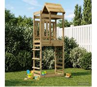 Play Tower Brown Solid Wood 85x52.5x238cm Outdoor Kids Garden Playhouse Set Pack