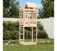 Play Tower Solid Pine Brown 85x52.5x238cm Outdoor Kids Climbing Fort Set Durable