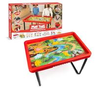 Play Tray Activity Table with Play Mat Set, Kids Sensory Play Tray, Farm and Safari Theme Play Mat Set, Red