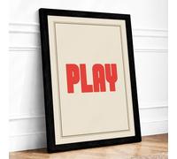Play Typography Framed Wall Art Print A2 (59.4×42cm) Black, Wall Decor for Living Room, Bedroom, Office & Home, Ready to Hang, Art Gift