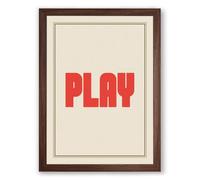 Play Typography Framed Wall Art Print A4 (29.7×21cm) Walnut, Wall Decor for Living Room, Bedroom, Office & Home, Ready to Hang, Art Gift