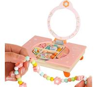 Play Vanity: Wooden Compact Makeup Table, Folding Simulation , Mirror Set & Accessories, Cosmetic Toy For Role Playing | For Birthday Beauty Game