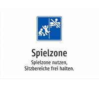 Play Zone - Use Game Zone, Keep Seating Areas Free. Aluminium Sign A2: 594 x 420 mm - With Graphic and Text