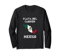 Playa del Carmen Mexico Vintage Mexico Flag Map Design Long Sleeve T-Shirt