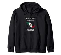 Playa del Carmen Mexico Vintage Mexico Flag Map Design Zip Hoodie