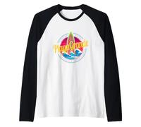 Playa Grande in Costa Rica with Sunset and Surf Design Raglan Baseball Tee