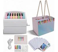 Playable Piano Calendar, USB Rechargeable 52 Weekly Music Cards with Sheet Music, Metal Mini Keyboard for Kids & Adults, Bluetooth Speaker, White