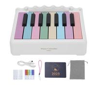 Playable Piano Desk Calendar 2025, 8 Keys for Home Office | Built-in musical feature for break time, durable desktop decor, unique 2025 design, white finish