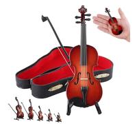 Playable Tiny Violin Figurine, The Worlds Smallest Miniature Musical Instrument with Sound and Sad Music, Handcrafted Mini Violin Decor for Dollhouse, Unique Funny Gift for Adult (9cm/3.54'')