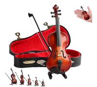 Playable Tiny Violin Figurine, The Worlds Smallest Miniature Musical Instrument, with Sound and Sad Music, Wooden Miniature Figurines Collectible Model Display Ornament (23cm)