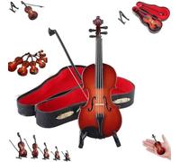 Playable Tiny Violin Figurine, The Worlds Smallest Violin Miniature Musical Instrument, Dollhouse Accessory Or Keychain, Replica Collectible Mini Violins With Sad Music, Mini Musical Decor (8cm)
