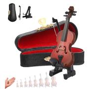 Playable Tiny Violin Figurine,Wooden Miniature Violin with Stand,Bow and Case Mini Musical,Worlds Smallest Violins with Sound,Dollhouse Accessory or Keychain Charm(7cm (2.76 inches))