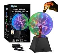 Playbees - 7 Inch Colorful Plasma Ball, Static Electricity in a Vacuum Pressurized Glass Globe Multicolor Nebula Thunder Ray Plug in Party Decorations