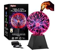 Playbees - 7 Inch Colorful Plasma Ball - Static Electricity in a Vacuum Pressurized Glass Globe - Red, Nebula, Thunder Lightning, Plug-in, for Parties, Decorations,